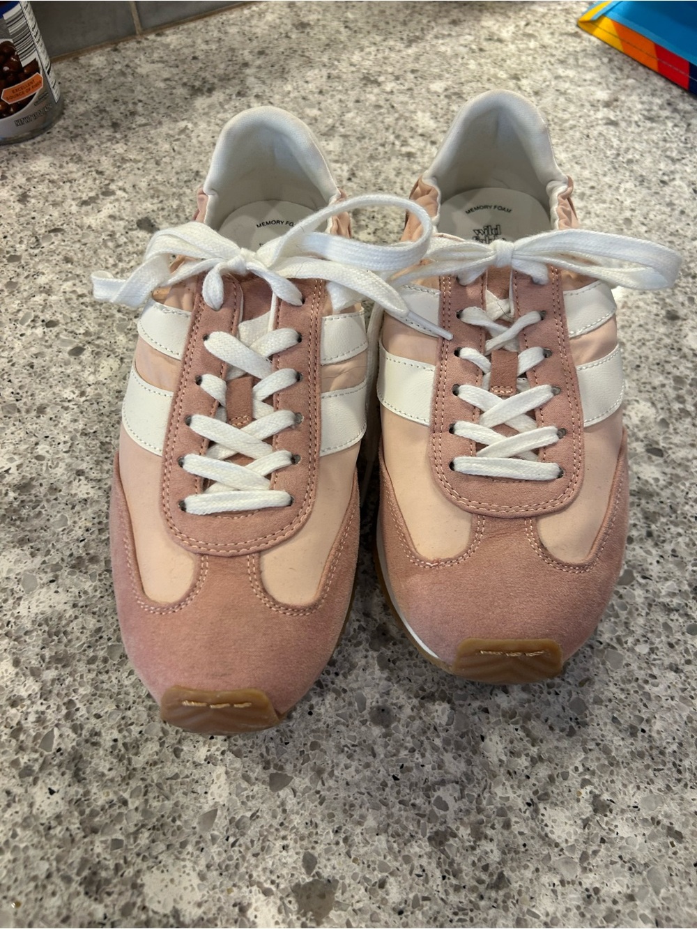 Wild Fable Pink & White Retro Lace-Up Sneakers